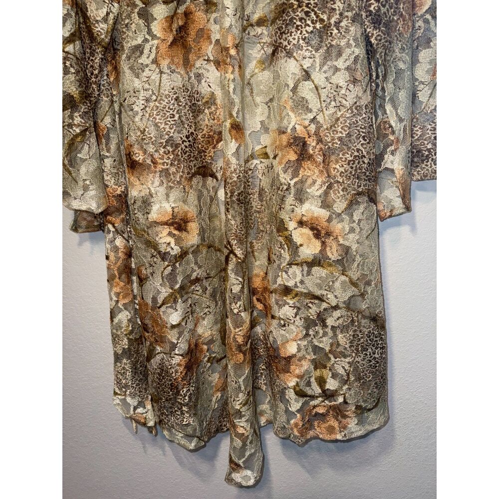 Rare Vintage 80s GUYREX El Paso Texas Sheer Floral Lace Duster Pageant Couture - Picture 9 of 10